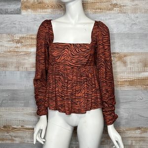 Free People Tiger print blouse size XS
